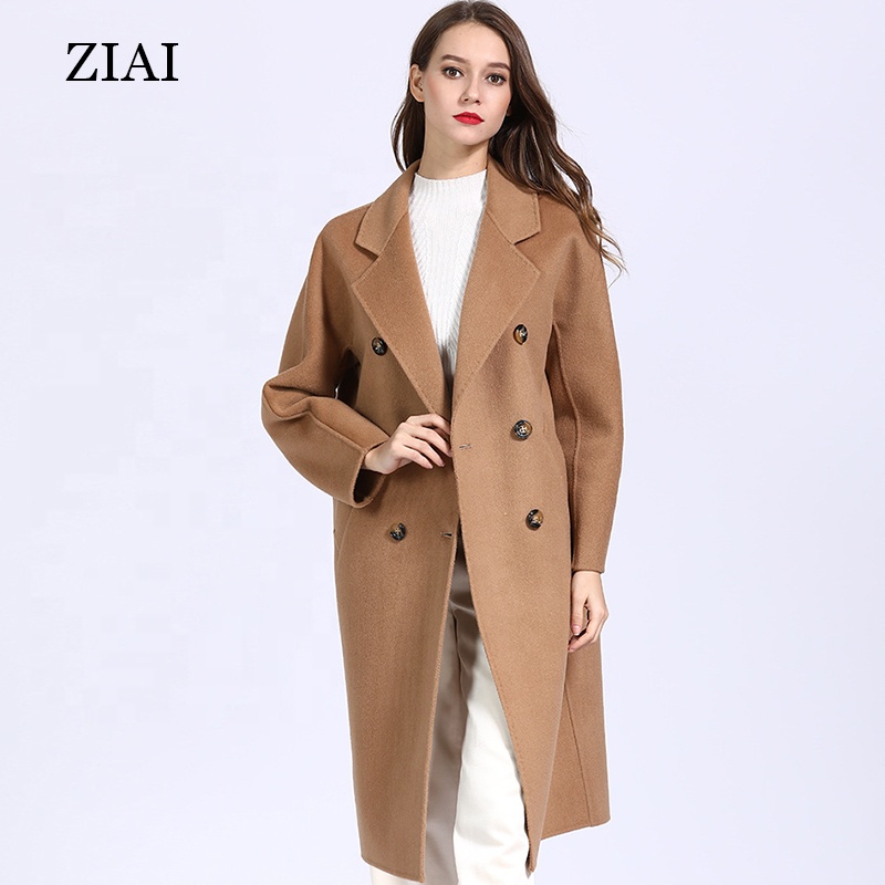 Hot Selling Long Winter Ladies Wool Coat Double Breasted Peacoat Trench Overcoat Cashmere Wool Coats Women