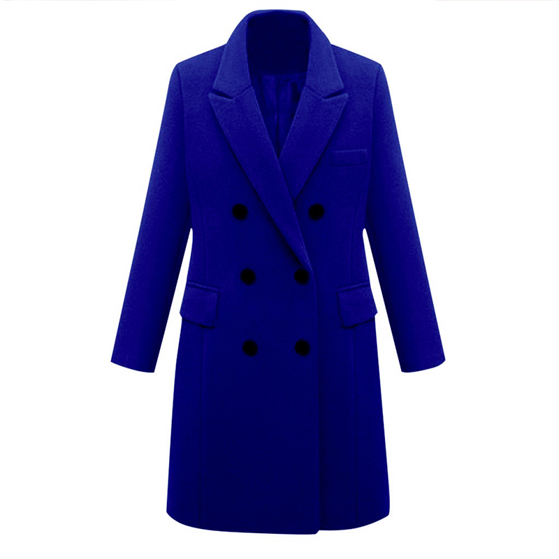 Wholesale British Style Long Wool Coat for Women Daily Commute Outwear Made From Woolen Cashmere Double Breasted Warm Overcoat