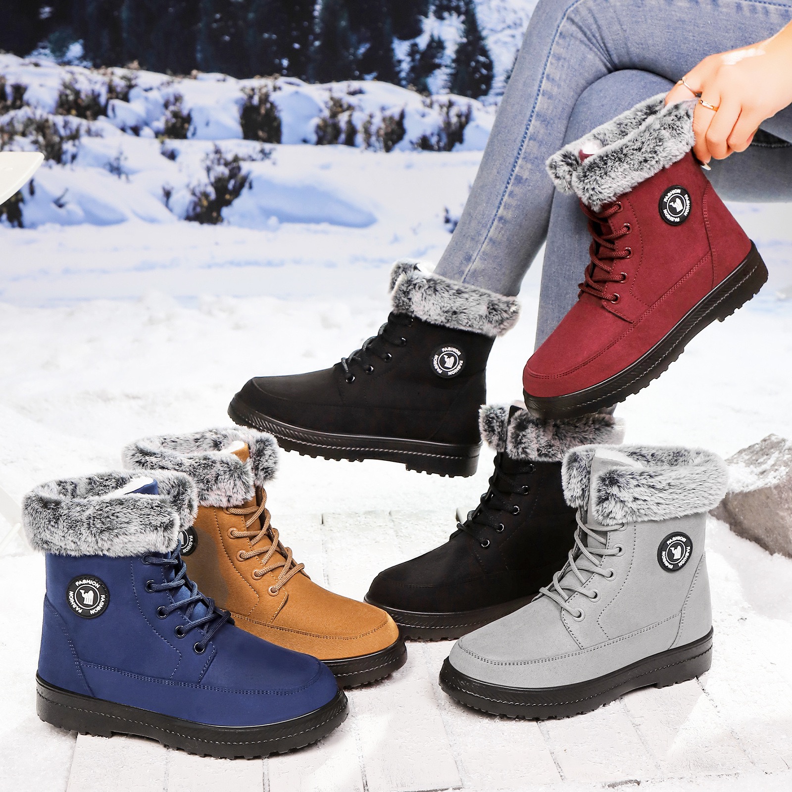 Women's Winter Snow Boots Thickened Cotton, Cold Weather Warmth Women's Shoes Offer All Shoes for Women