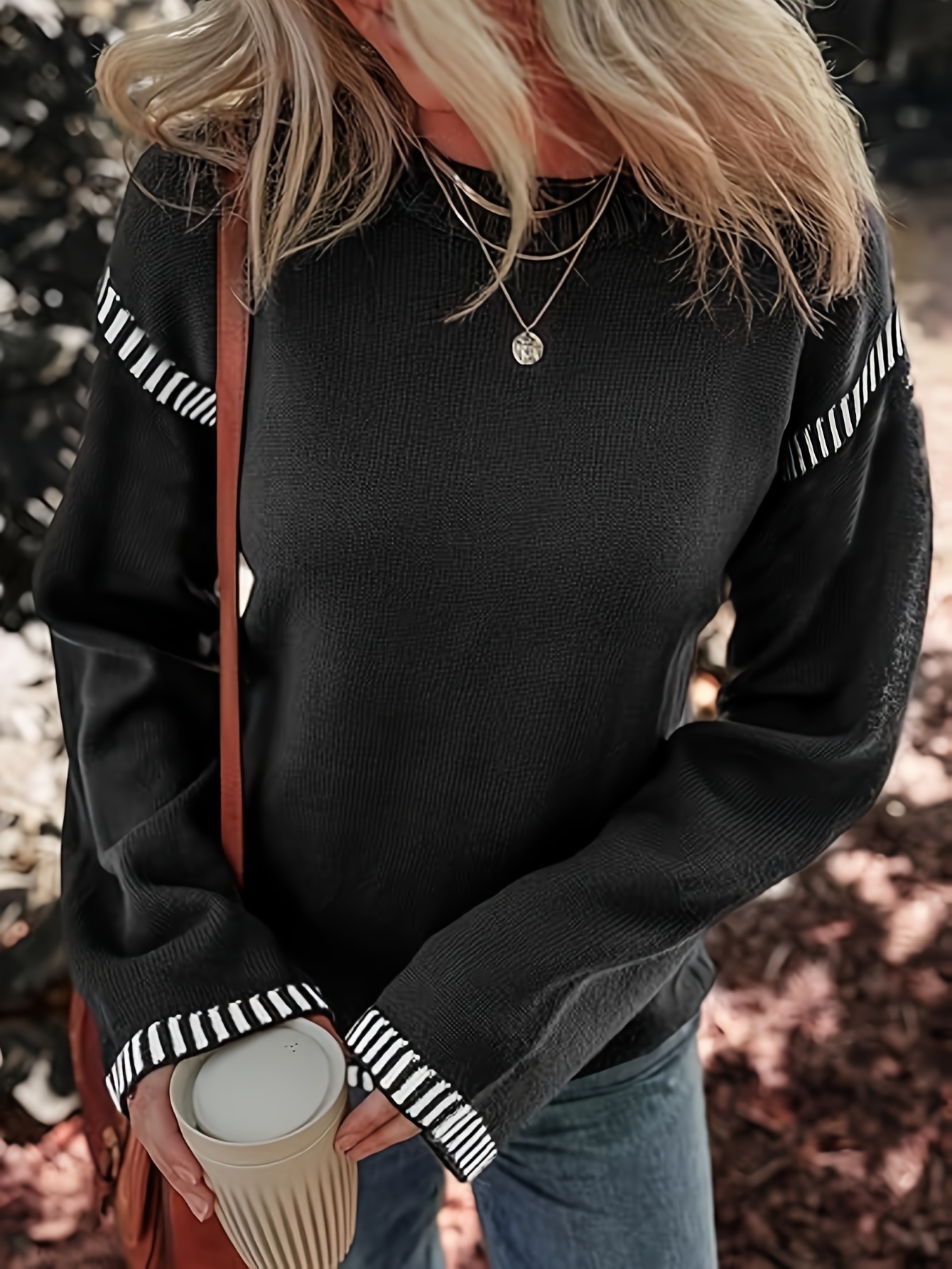 Fall Winter Solid Color Women's Knitted Sweater Casual Crew Neck Oversized Pullover Sweaters Long Sleeve for Women Sweater