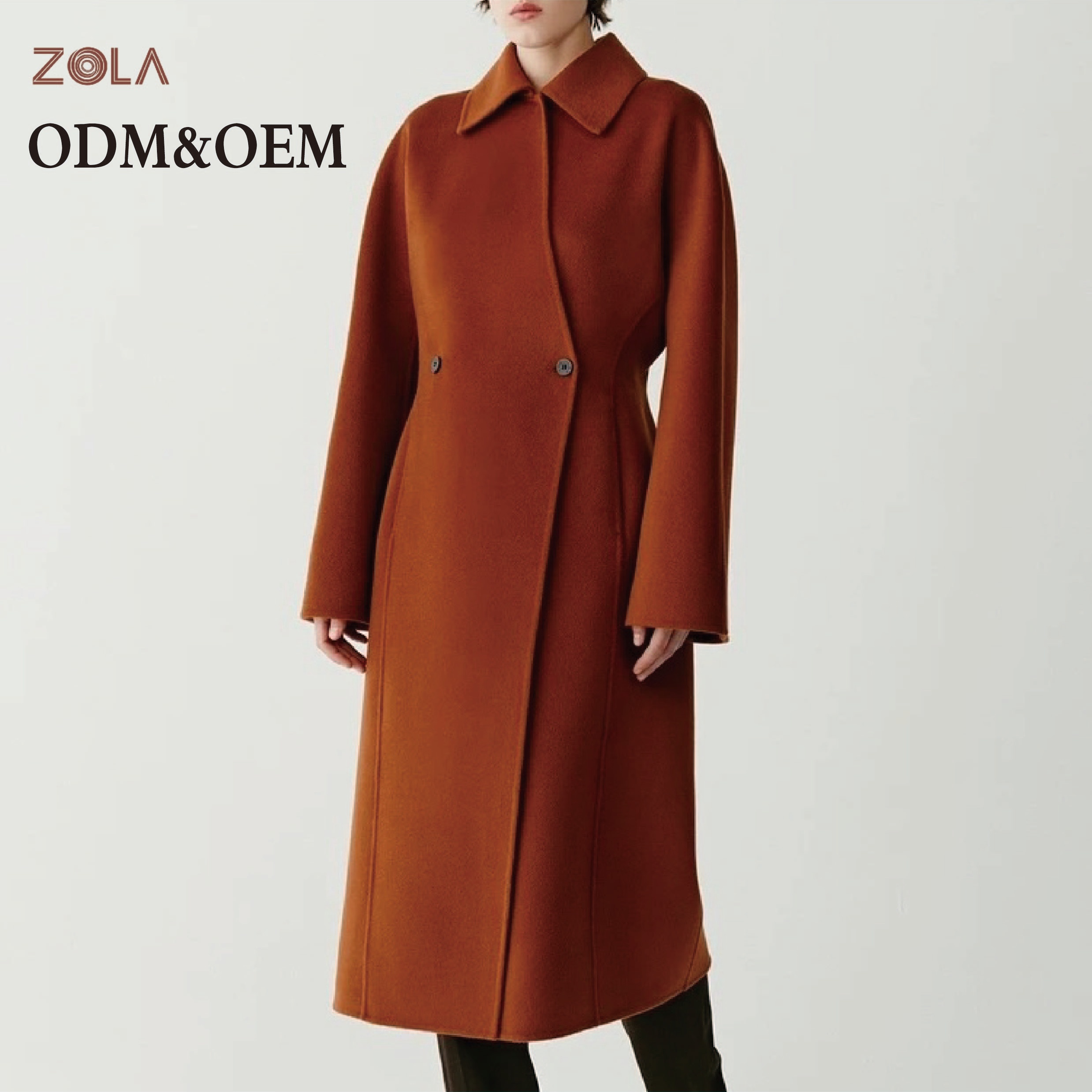 High Quality Women's Long Casual Style Woolen Coat Oversized Winter Cashmere with Buttons