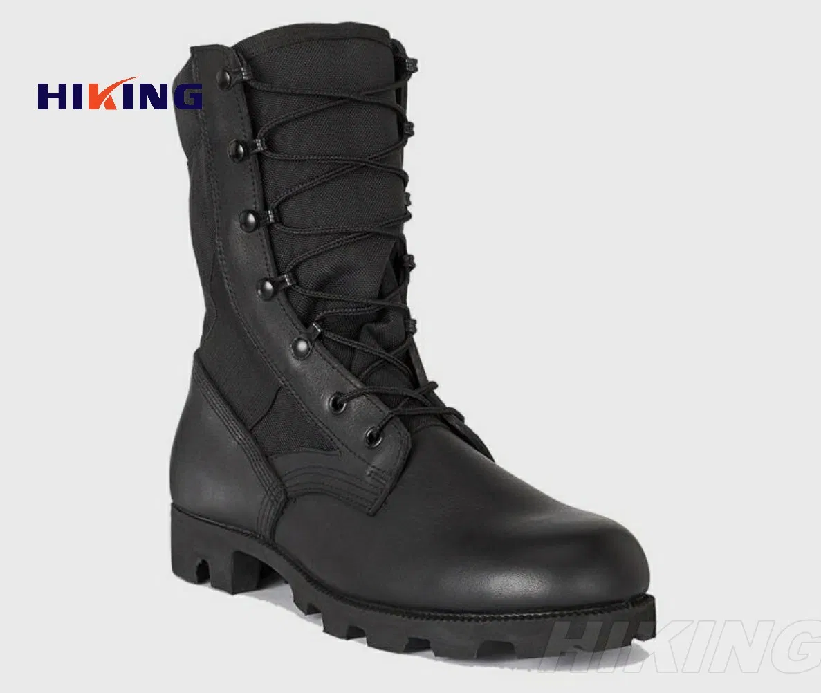 Hiking Combat Black Full Leather Boots Anti-Slip Rubber Sole Shoes Tactical Gear Men's 8" Tactical/Combat Shoes Panama Black Jungle Boots /Footwear