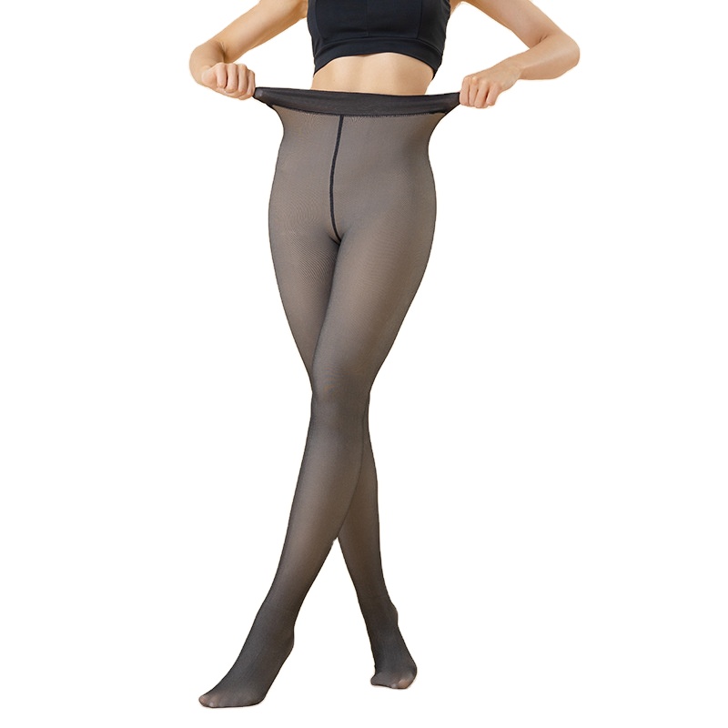 Wholesale Custom Winter Warm Thermal Translucent Tights Women Breathable Fleece Material Mid-Waist Casual Style Panty Leggings
