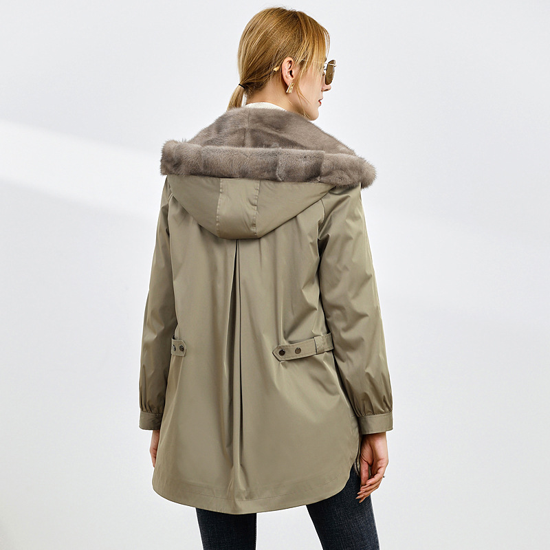 New Design Parka Jacket Women Solid Color Mink Winter Coat Detachable Liner Ladies Real Fur Reversible Parka Winter Jacket