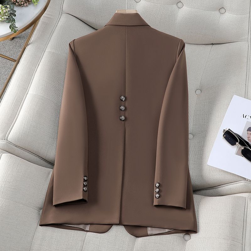 Women's High-Grade Winter Coat New Plus Size Leisure Suit Fur Decoration Solid Pattern Cashmere Split Back for Spring Autumn
