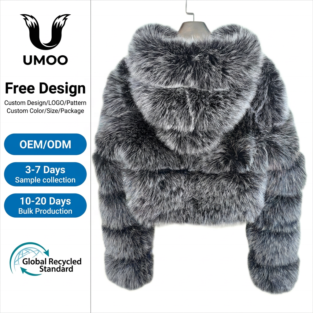 Winter Women Fur Coat Faux Fur Jacket Fashion Cropped Top Fur Coat With Hood For Lady