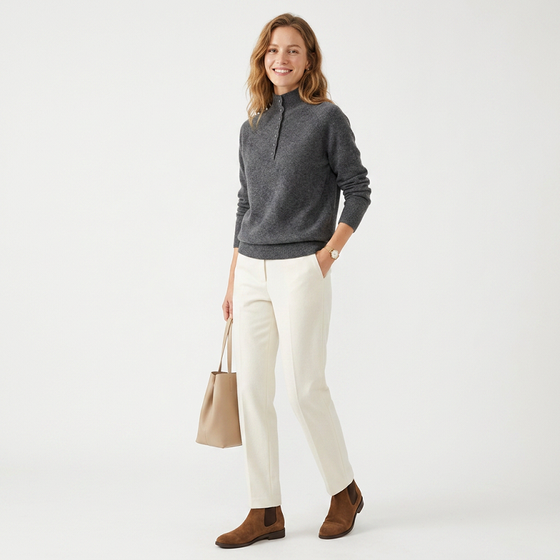 Factory High-quality Women's Sweaters with Customizable Button Embellishments Knitted Casual Style Suitable for Winter Wear