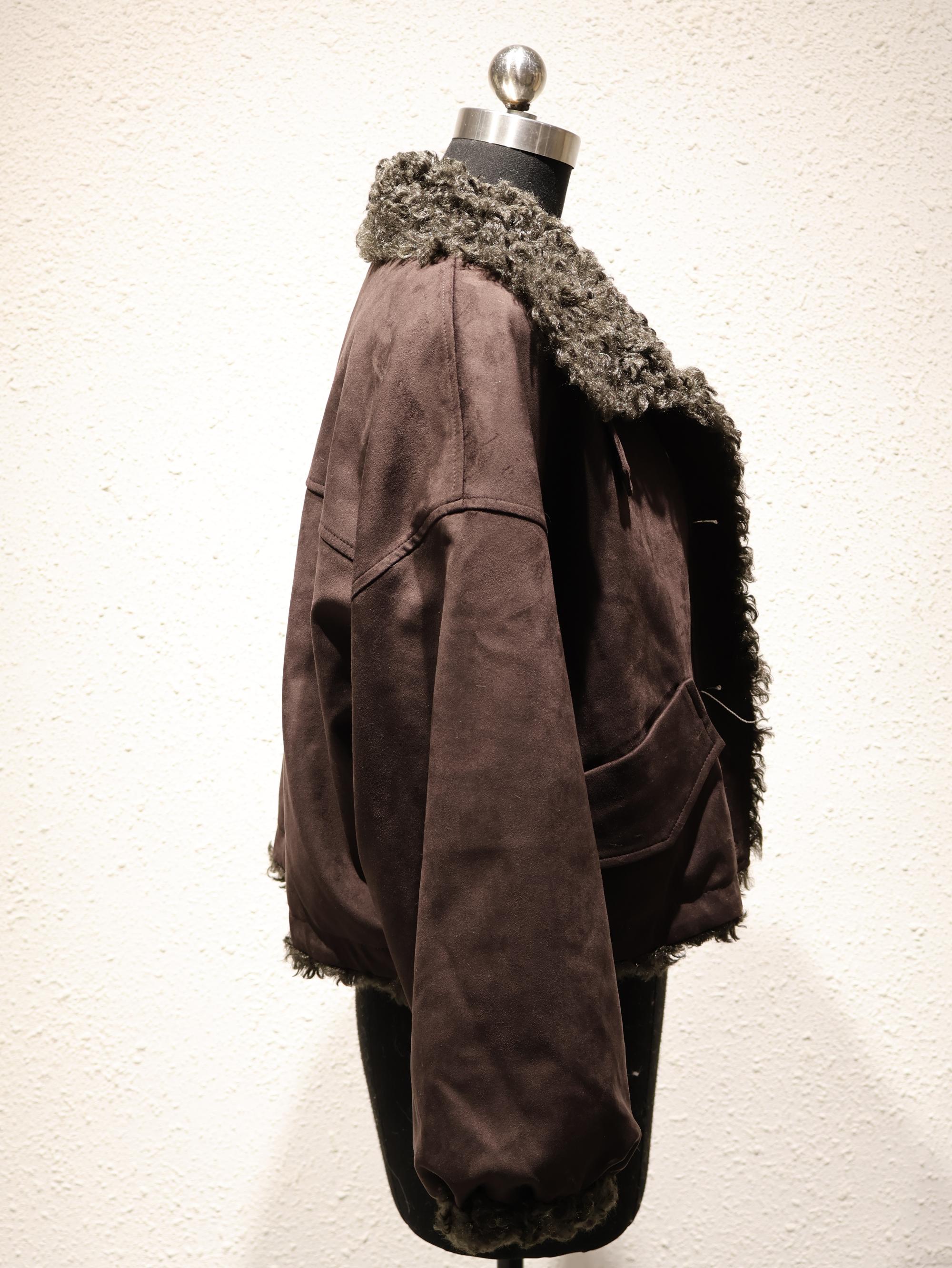 Women's Winter Faux Shearling Jacket, Brown Faux Fur Lined Faux Suede Coat, Warm Oversized Aviator Jacket with Button Detail