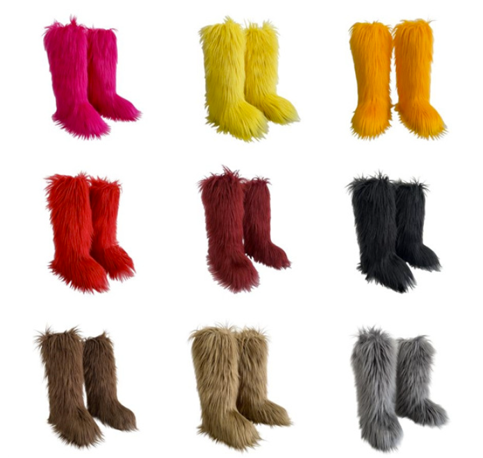 2025 Hot Sale Winter Women Fluffy Warm Plush Shoes Snow Boots Women Knee-High Faux Fur Boot Thigh High Boots