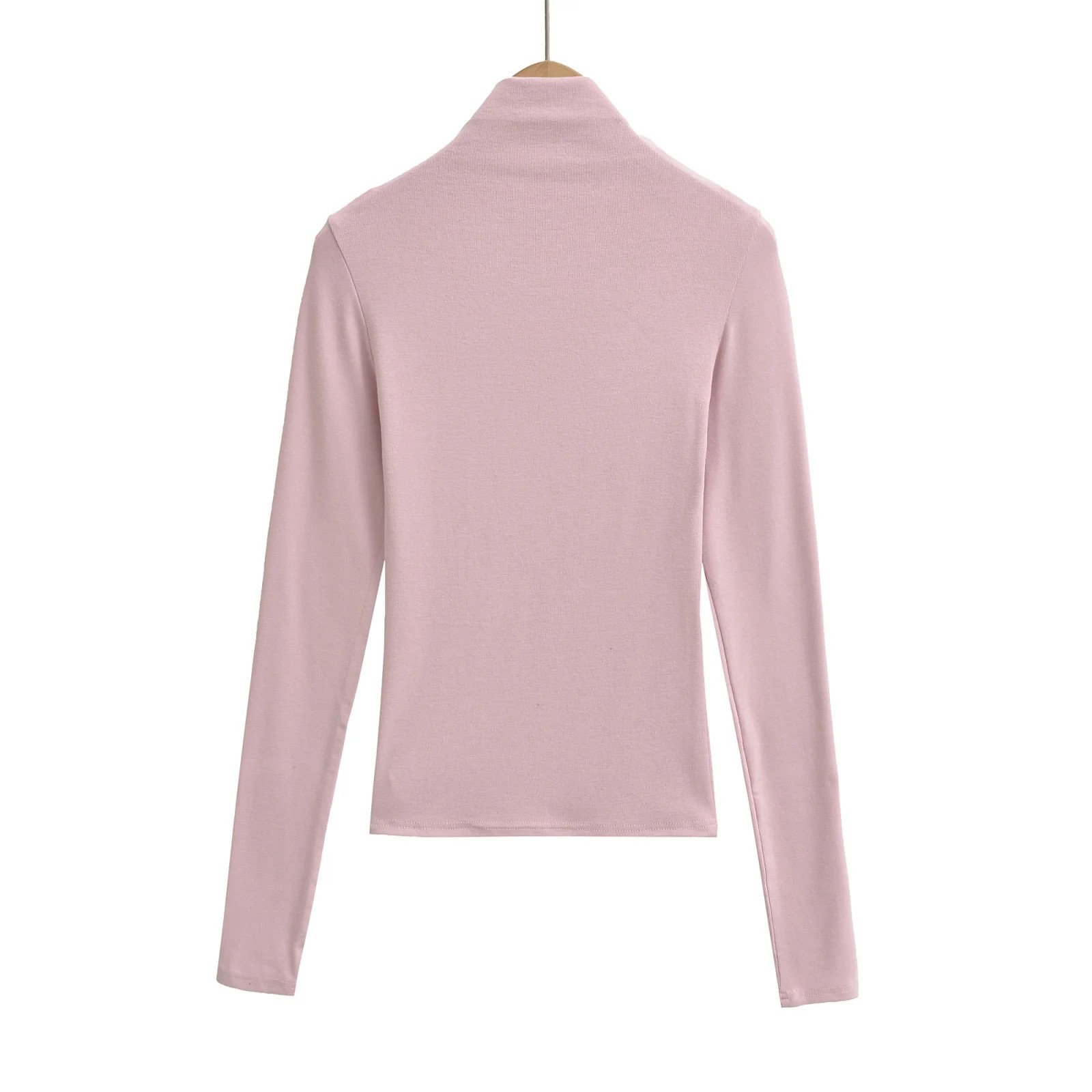 Autumn Winter Loose Fit Spandex/Cotton Turtleneck Base Layer Top-Waist-Cinching Layering Piece Formal Solid Plain Dyed Stand