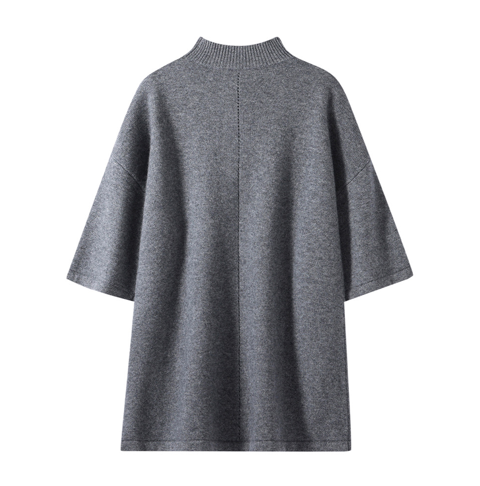 OEM &amp; ODM Women's Cashmere Knit Pullover Custom Wholesale Turtleneck Short Sleeve Loose Thick Base Layer Cashmere Wool Sweater