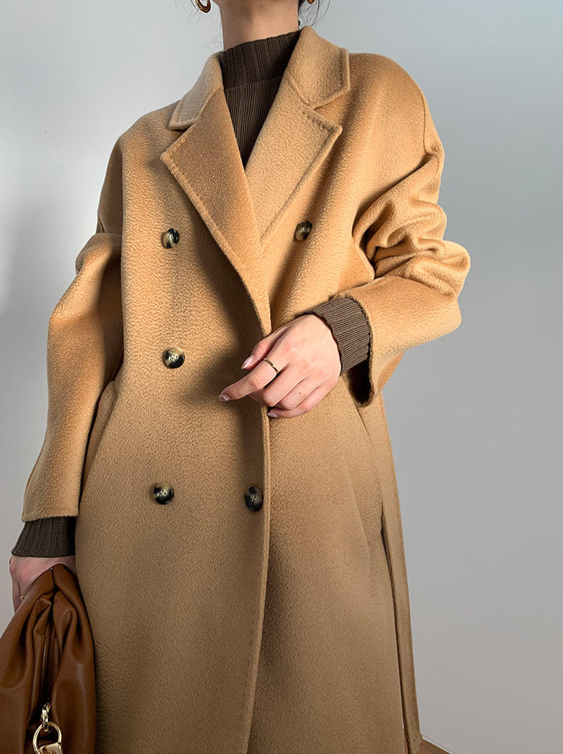 Casual Vintage Winter Outdoor Fashion Women's Long Woolen Woven Windproof Zipper Coat Cotton Quick Dry Breathable Wholesale