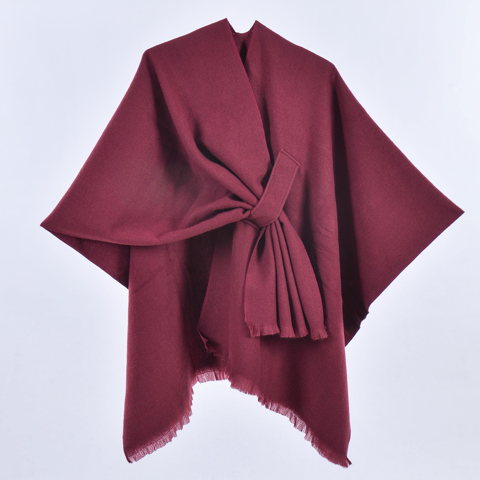 Autumn Winter Wholesale Ladies Open Front Cross Plain Capes Solid Color Cashmere Feel Acrylic Ponchos Fashion Traditional Shawls