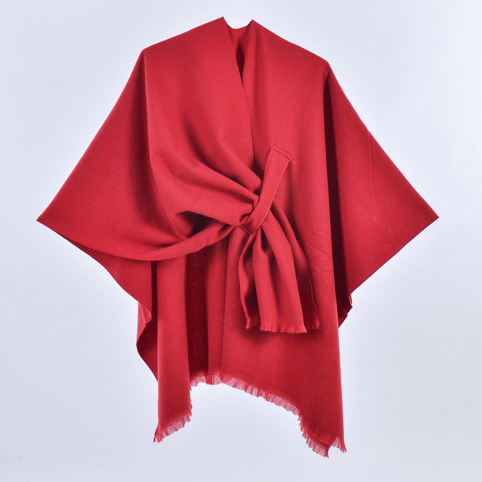 Autumn Winter Wholesale Ladies Open Front Cross Plain Capes Solid Color Cashmere Feel Acrylic Ponchos Fashion Traditional Shawls