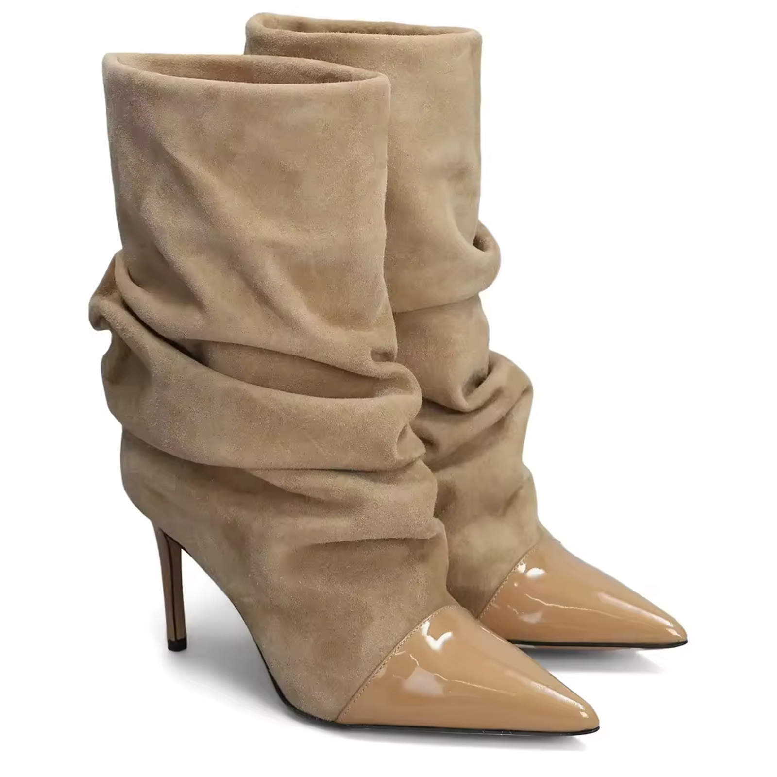 High Quality Casual Western Women's Pointy High Heeled Ankle Boots Recent Winter Suede Ankle Boots for Women
