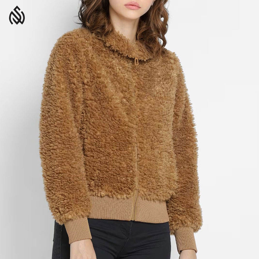 Women's Warm Fleece Sherpa Jackets Hooded Faux Shearling Coats Oversized Winter breathable Coat Zipper Outwear Lady Jacket