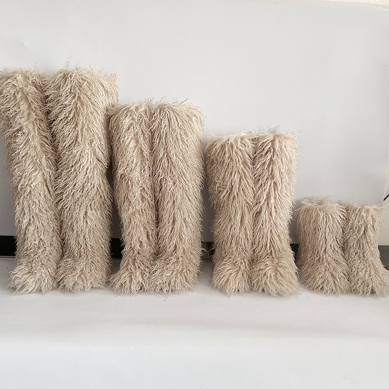 Wholesale Women's Winter Comfort Mongolian Fur Tall Thigh High Boots with Suede Upper and Artificial Fur Lining