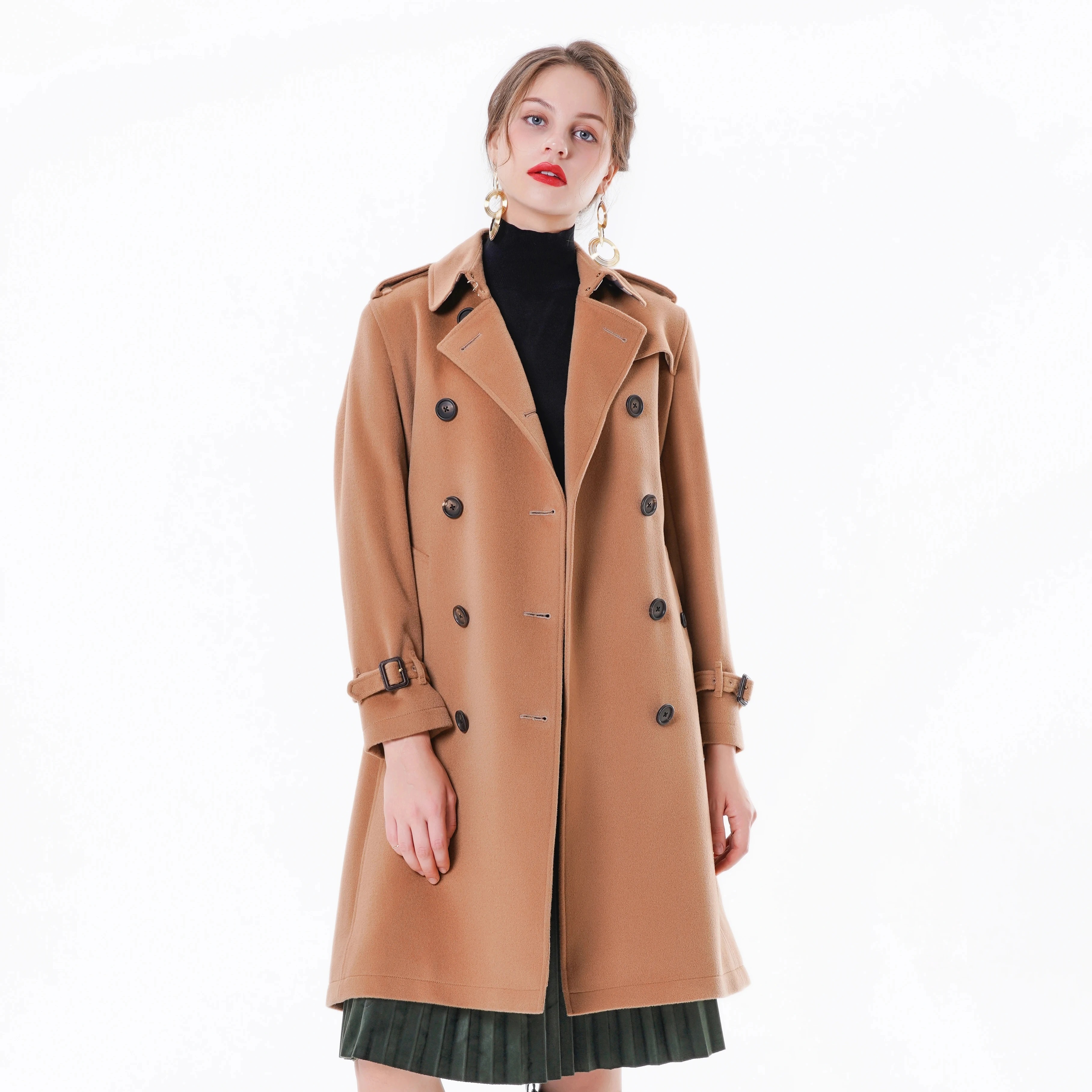 Top Quality Winter Woolen Coat Cloth Women's Wool Coat Style With Original Long Casual Fleece Elegant and Fashionable Ladies