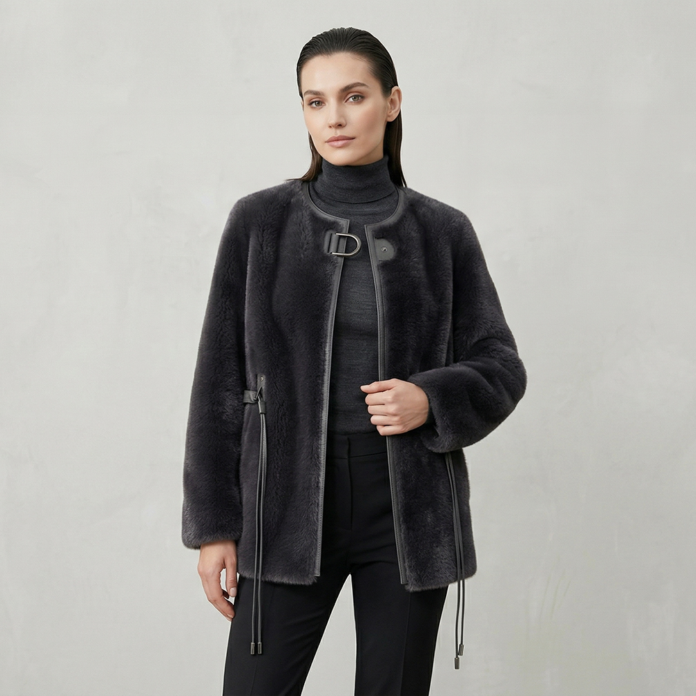 Elegant Open Front Faux Fur Jacket, Women's Short Polyester Shearling Coat for Daily &amp; Casual Wear