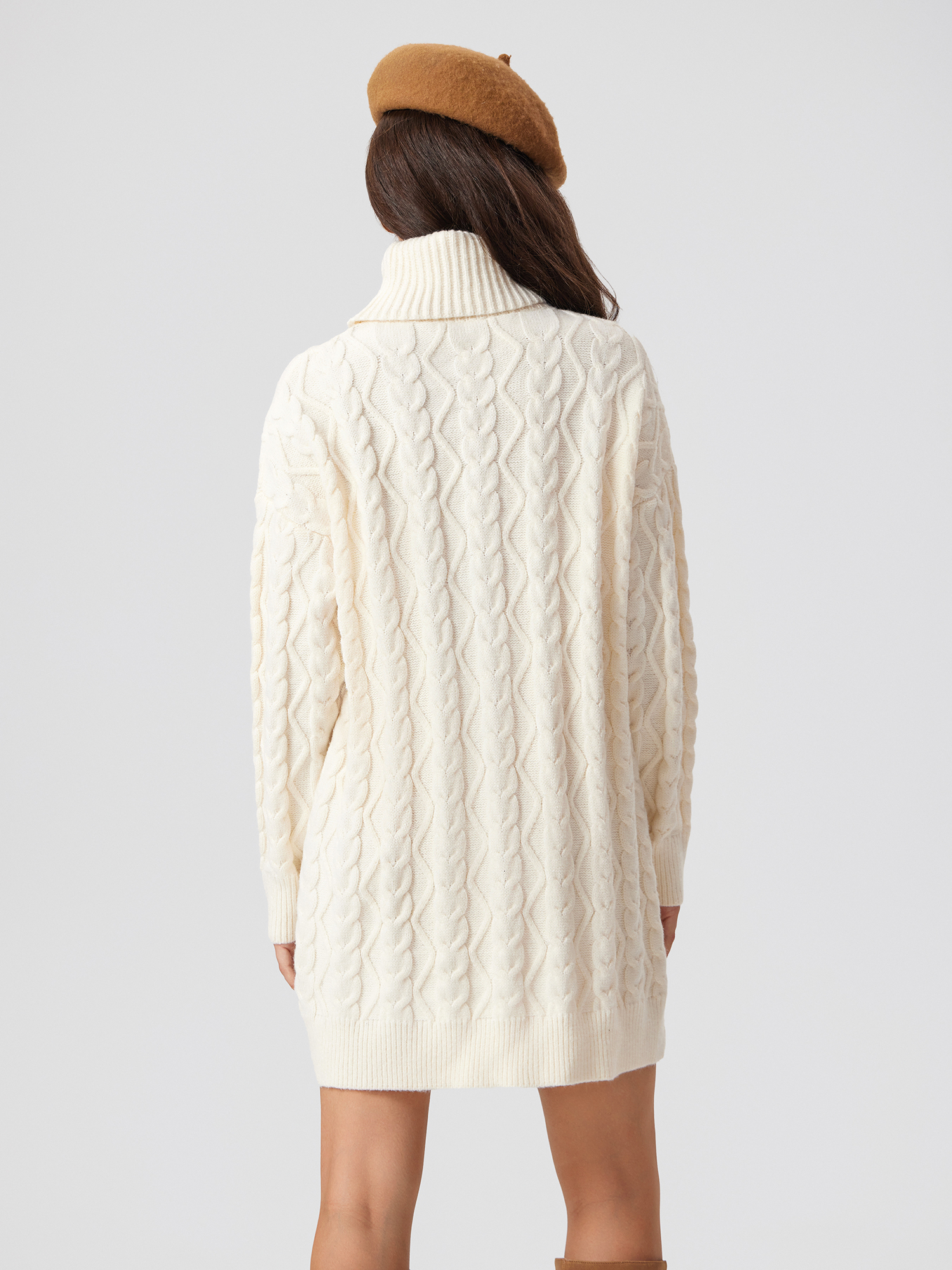 Women's Vintage Elegant Cable Knit Sweater Dress Autumn Winter Crew Neck Mini Dresses Long Sleeve Slim Fit Breathable Polyester