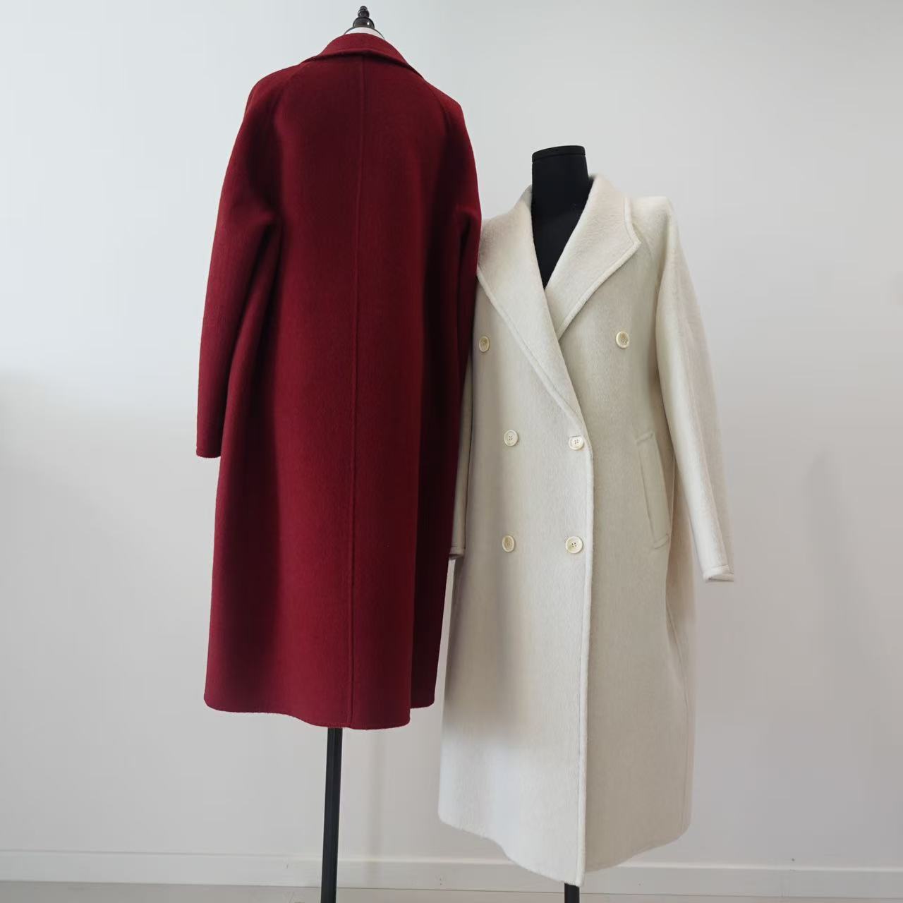 Blended Wool Cashmere Double-Breasted Woolen Coat, Casual Loose-Fit Overcoat with Stylish Elegance