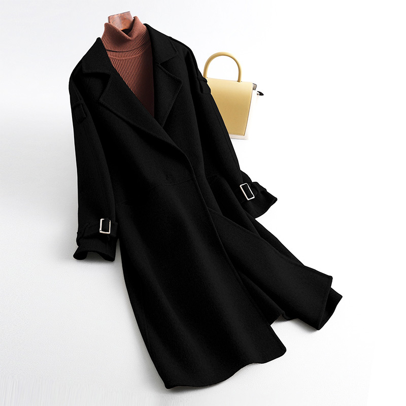 2023 Double Breasted Camel Cashmere 100% Wool Coat Casual Outwear Ladies Wool Overcoat