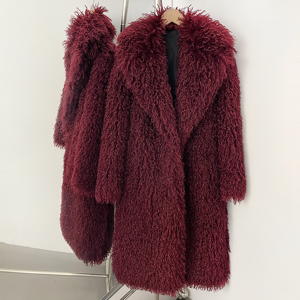 New Autumn/Winter Slim Faux Shearling Fur Coat for Women Long Blazer-Style Coat with Turn-Down Collar Stylish and Warm
