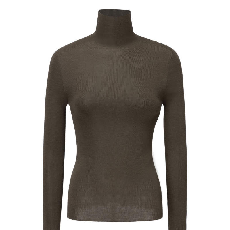 THOUSAND YAN Women 100 Percent Wool Turtleneck Base Layer Slim Fit Fine Gauge Knit Soft Breathable Elegant Minimalist Tops