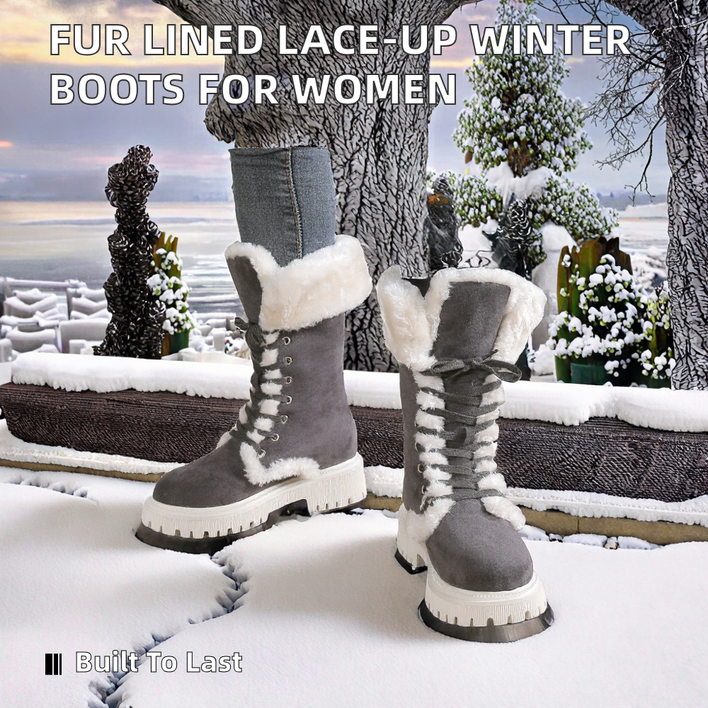Ladies New Design Breathable Western Solid Rubber Outsole Snow Lace-up Good Quality Winter Boots Women Shoes
