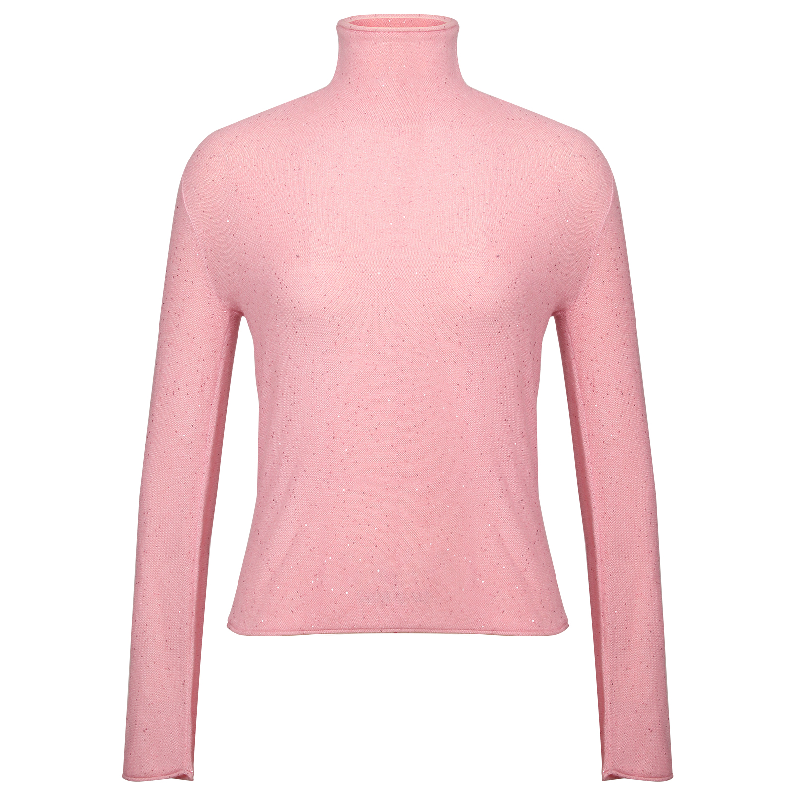Luxury Silk Women's Turtleneck Knitwear Fine Sequin Sparkle Slim Long Sleeve Anti Static Base Layer Top
