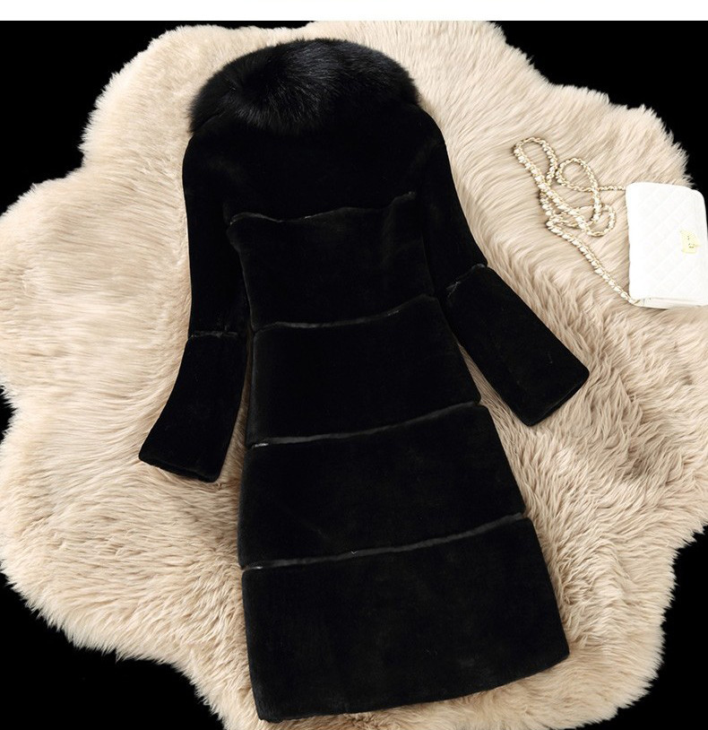 Women's Fur Coats Faux Fox Fur Collar Winter Fashion Gray Women Elegant Fur Jacket Thick Warm Outerwear