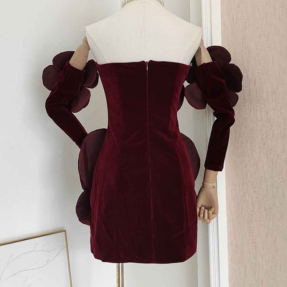 Banquet Light Luxury Flower Strapless Dress, Autumn and Winter New Style Boutique Women's Clothing Wholesale