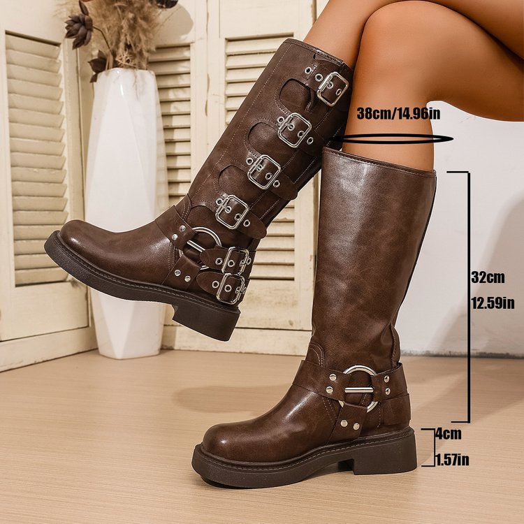 Hot-selling New Style Brown Boots Women's 2025 New Autumn Winter Non-slip Long Western Cowboy Boots Heightening Women's Boots