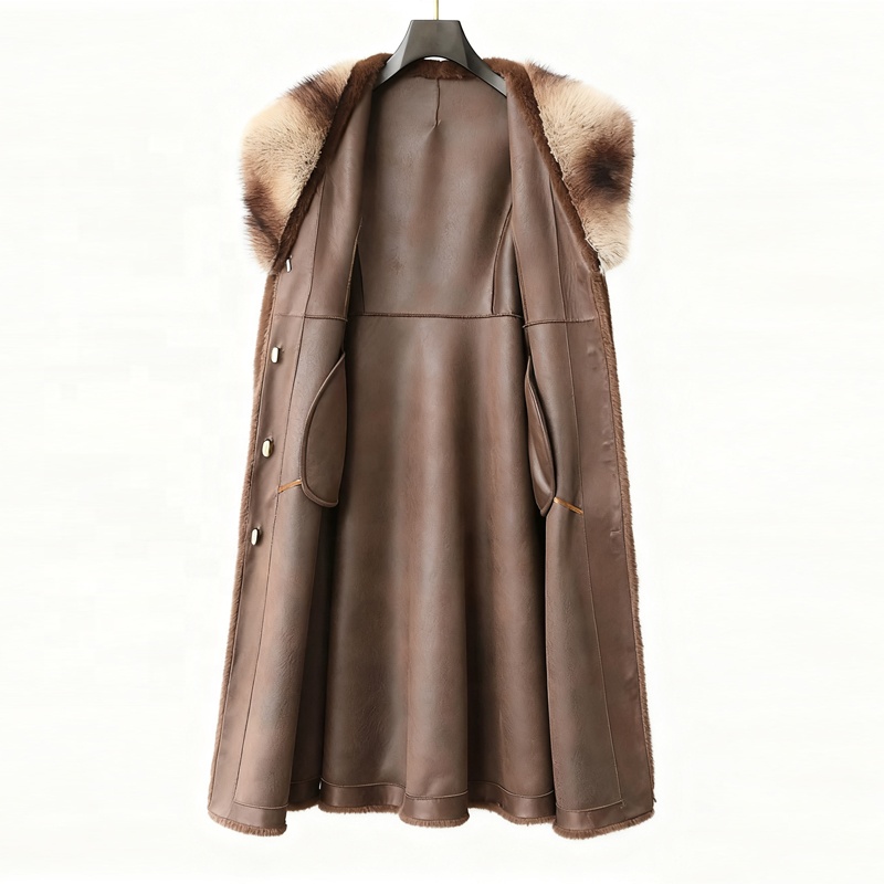 Boying Women's Winter Eco Faux Mink Shearling Single Breasted Overcoat with Large Fur Collar Faux Fur Coat ODM / ODM