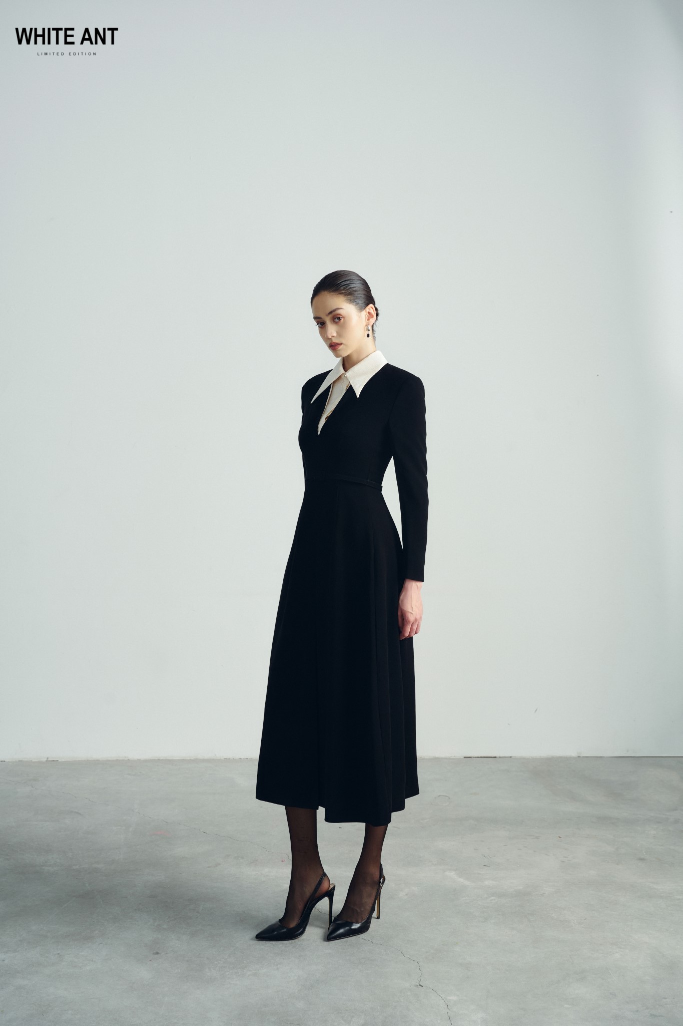 Winter-Wear Midi Dress in Black for Women 100% Polyester From Vietnam