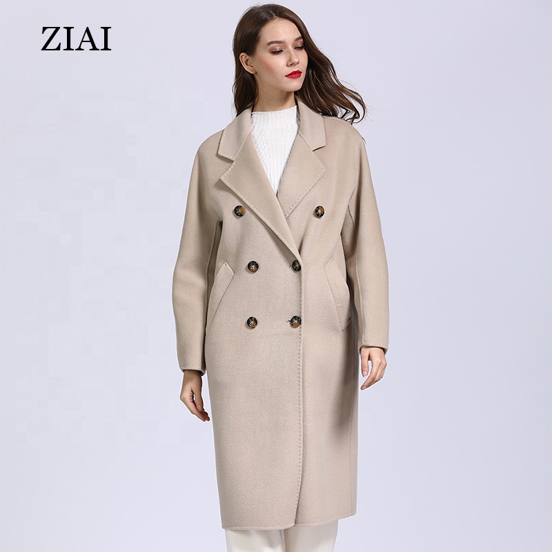 Hot Selling Long Winter Ladies Wool Coat Double Breasted Peacoat Trench Overcoat Cashmere Wool Coats Women