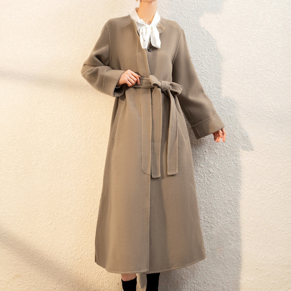 Winter Cashmere Overcoat Luxury Ladies Long Wool Trench Coat Women Cashmere Handmade Coat