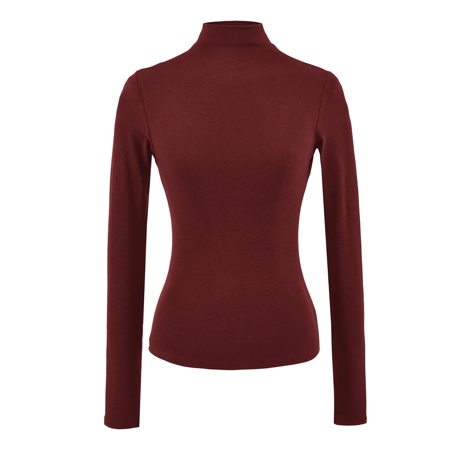Autumn Winter Loose Fit Spandex/Cotton Turtleneck Base Layer Top-Waist-Cinching Layering Piece Formal Solid Plain Dyed Stand