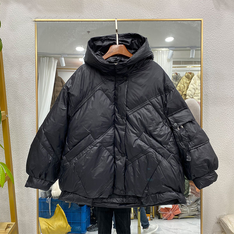 Winter Women Puffer Jacket Parka Hooded Outerwear Warm Female Loose White Duck Down Coat Zipper Casual Ladies Clothing