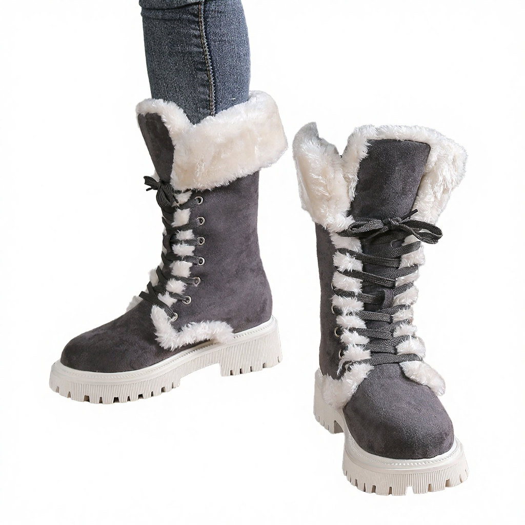 Ladies New Design Breathable Western Solid Rubber Outsole Snow Lace-up Good Quality Winter Boots Women Shoes