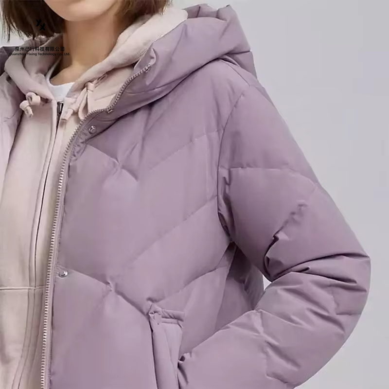 Custom Winter Windproof Long Puffer Women Hooded Zipper Down Coats for Women Winter Fashion