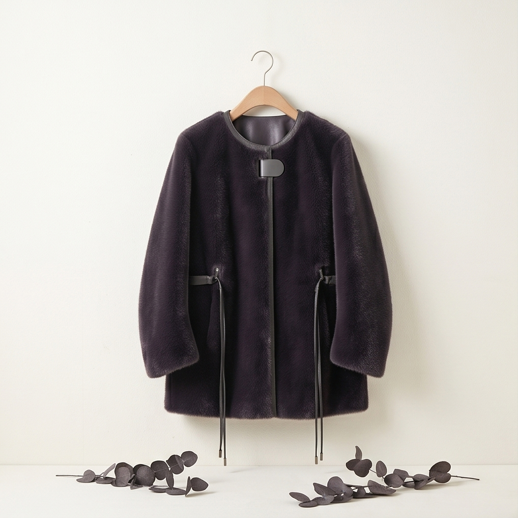 Elegant Open Front Faux Fur Jacket, Women's Short Polyester Shearling Coat for Daily &amp; Casual Wear