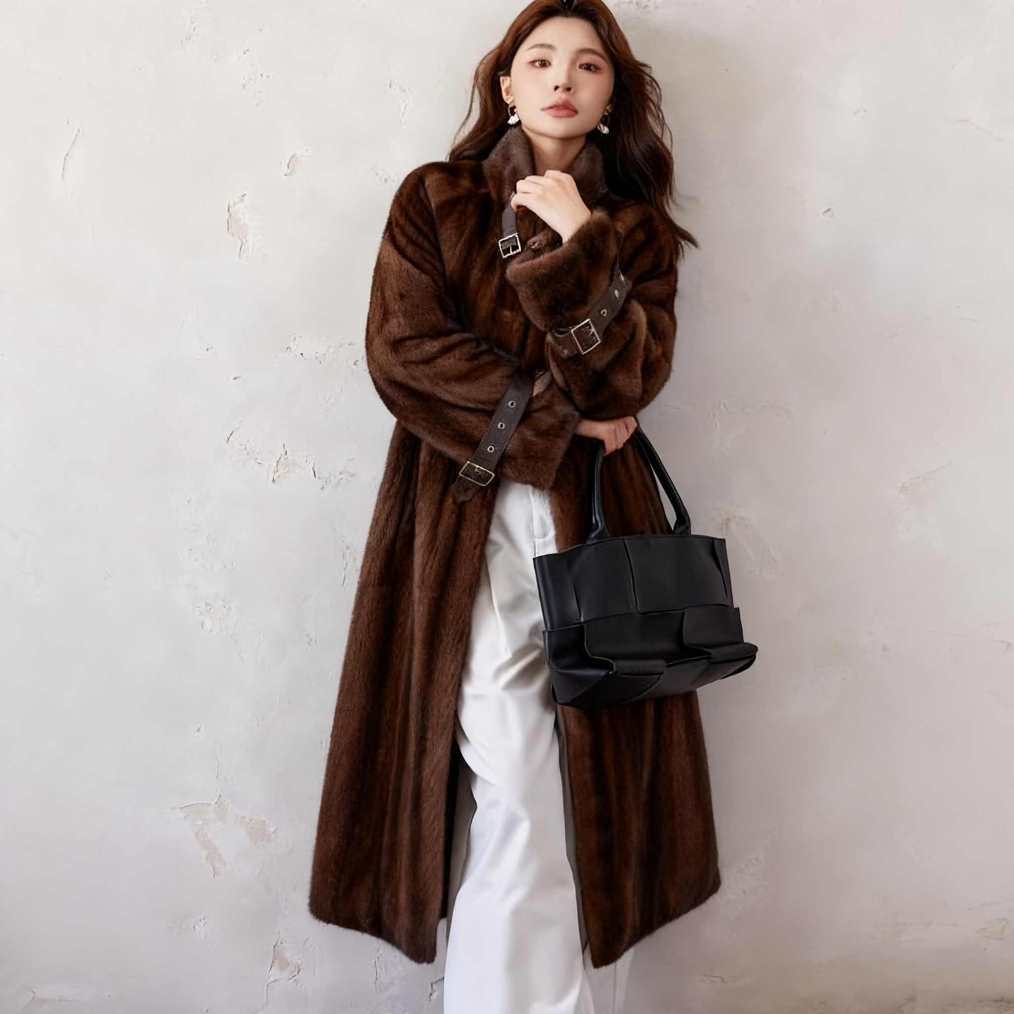 2026 New Style Warm Long Elegant Mink Fur Winter Outdoor Retro Single-Breasted Parka Women's Coat