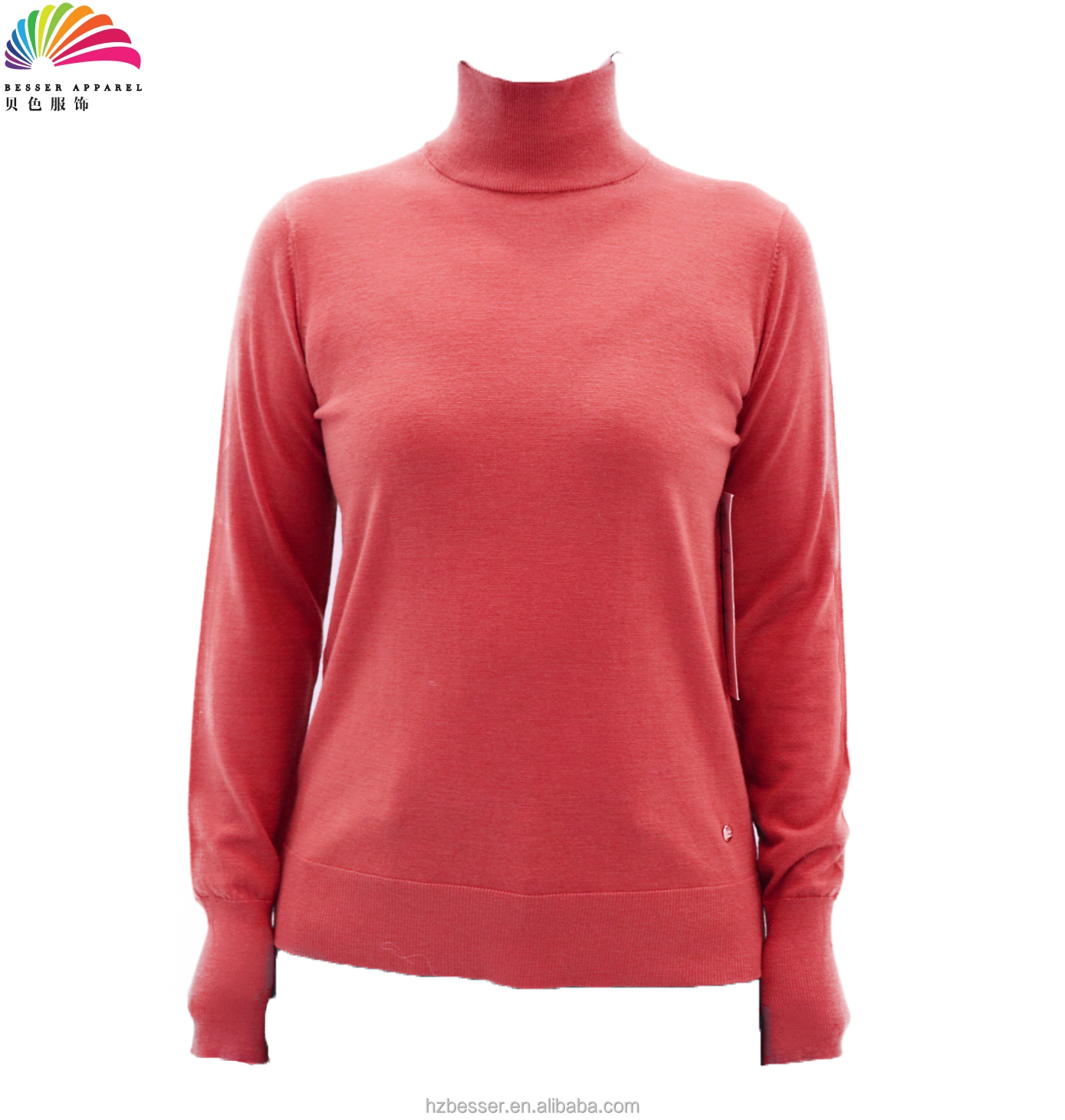Factory Custom Merino Wool Turtleneck Base Layer Women's Knitted Long Sleeve Sweaters for Everyday