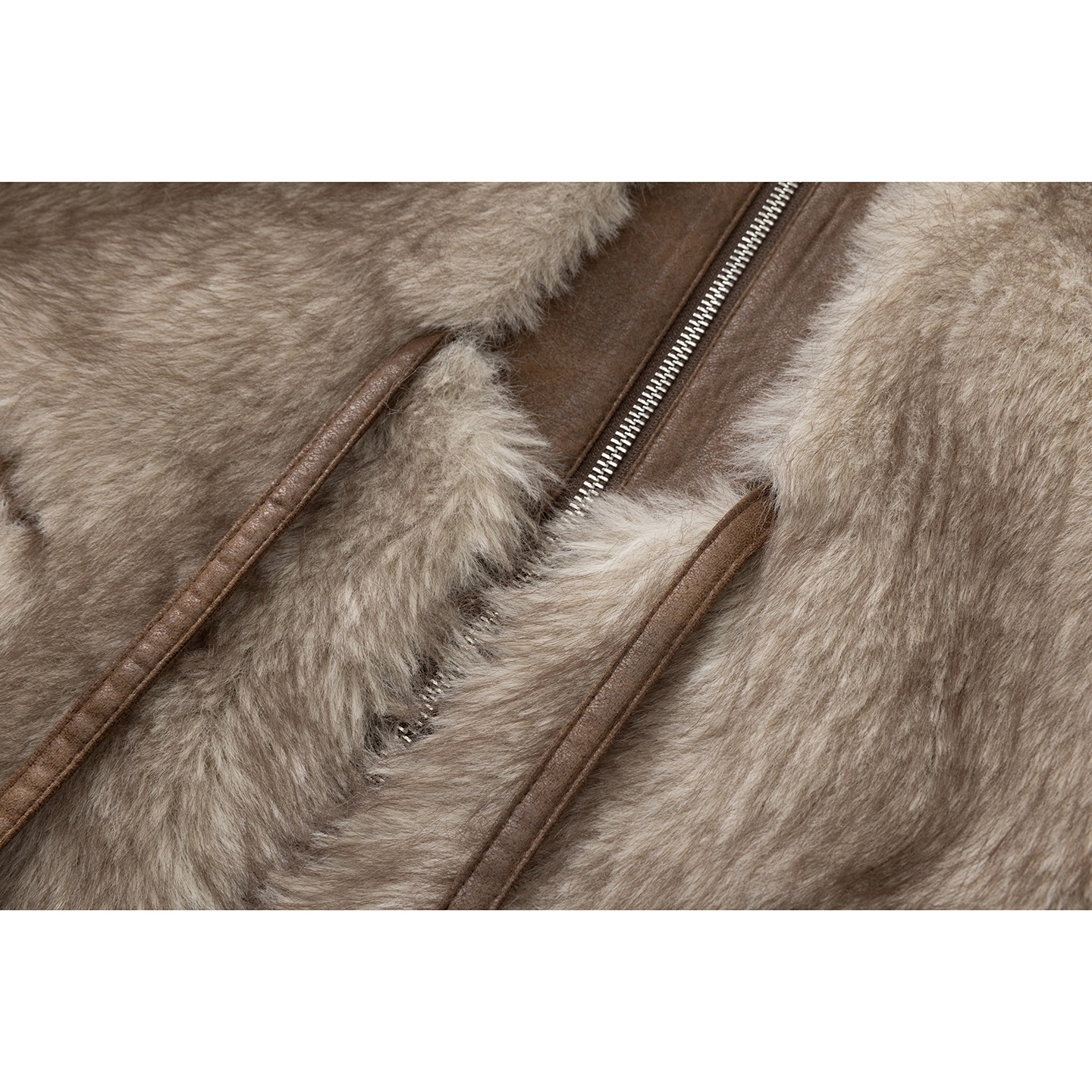 In Stock Factory Direct Women's Faux Fur Jacket | Crew Neck Zipper Faux Toscana Shearling Coat - Warm Winter Faux Fur Outerwear