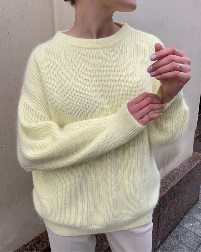 Custom Wool Jumper Winter Loose Solid Color Round Neck Pullover Bottoming Women's Cashmere Knitted Sweater