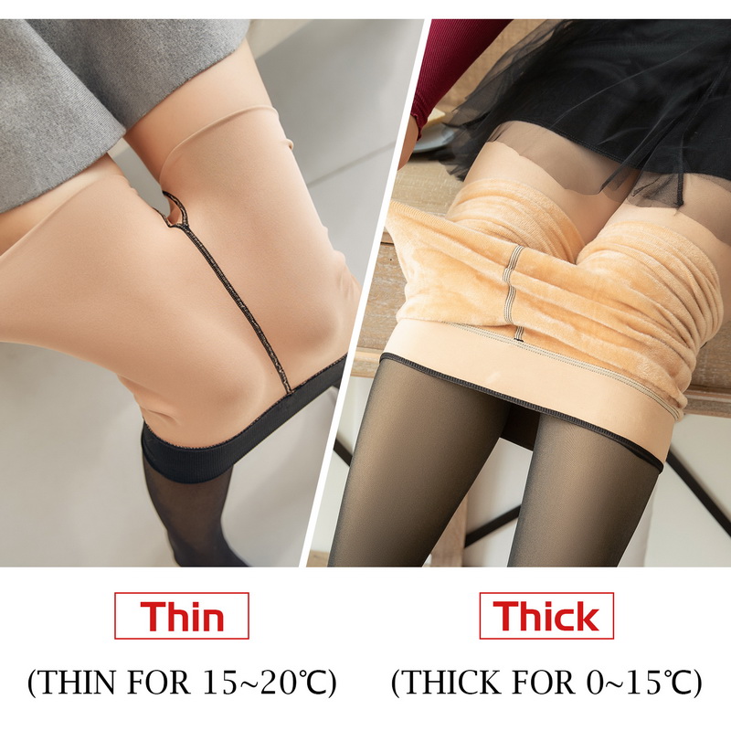 Fleece Lined Tights Women Winter Thermal Leggings Translucent Thick Sheer Tight High Waisted Top Quality Pantyhose