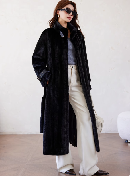 2026 New Style Warm Long Elegant Mink Fur Winter Outdoor Retro Single-Breasted Parka Women's Coat