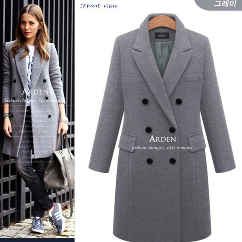 Wholesale British Style Long Wool Coat for Women Daily Commute Outwear Made From Woolen Cashmere Double Breasted Warm Overcoat
