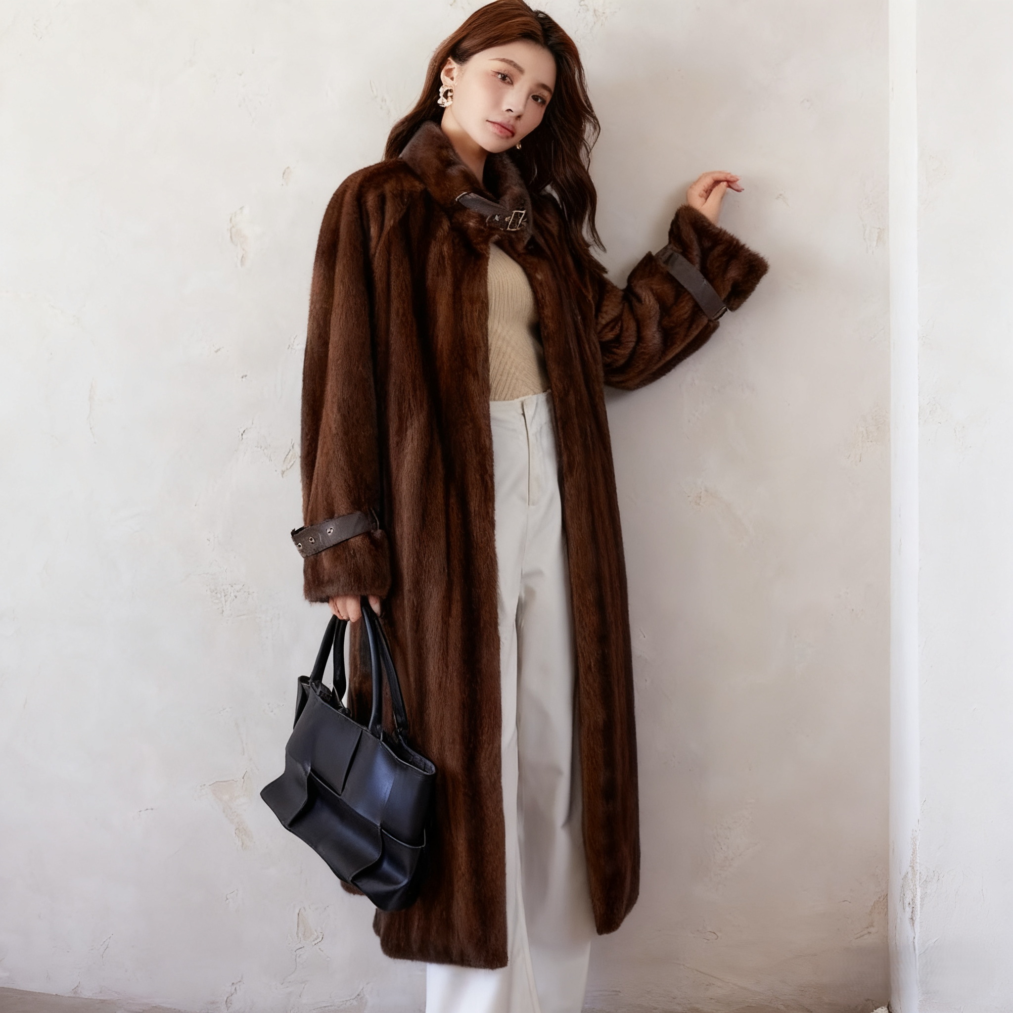 2026 New Style Warm Long Elegant Mink Fur Winter Outdoor Retro Single-Breasted Parka Women's Coat